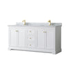 Custom image for White with Brushed Gold Trim / White Carrara Marble / No Mirror