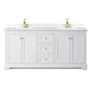 Custom image for White with Brushed Gold Trim / White Cultured Marble / No Mirror
