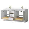Custom image for White with Brushed Gold Trim / White Cultured Marble / No Mirror
