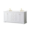 Custom image for White with Brushed Gold Trim / White Cultured Marble / No Mirror