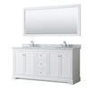 Custom image for White with Polished Chrome Trim / White Carrara Marble / 70