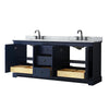 Custom image for Dark Blue with Matte Black Trim / White Carrara Marble / No Mirror