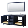 Custom image for Dark Blue with Polished Chrome Trim / White Carrara Marble / 70