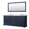 Custom image for Dark Blue with Polished Chrome Trim / White Carrara Marble / 70