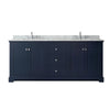 Custom image for Dark Blue with Polished Chrome Trim / White Carrara Marble / No Mirror