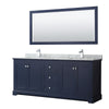 Custom image for Dark Blue with Polished Chrome Trim / White Carrara Marble / 70