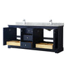 Custom image for Dark Blue with Polished Chrome Trim / White Carrara Marble / No Mirror