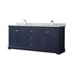 Custom image for Dark Blue with Polished Chrome Trim / White Carrara Marble / No Mirror