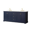 Custom image for Dark Blue with Brushed Gold Trim / Carrara Cultured Marble / No Mirror