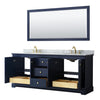 Custom image for Dark Blue with Brushed Gold Trim / White Carrara Marble / 70
