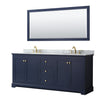 Custom image for Dark Blue with Brushed Gold Trim / White Carrara Marble / 70