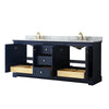 Custom image for Dark Blue with Brushed Gold Trim / White Carrara Marble / No Mirror