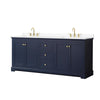 Custom image for Dark Blue with Brushed Gold Trim / White Cultured Marble / No Mirror