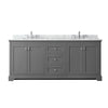 Custom image for Dark Gray with Polished Chrome Trim / White Carrara Marble / No Mirror