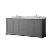 Custom image for Dark Gray with Polished Chrome Trim / White Carrara Marble / No Mirror