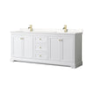 Custom image for White with Brushed Gold Trim / Carrara Cultured Marble / No Mirror