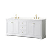 Custom image for White with Brushed Gold Trim / Carrara Cultured Marble / No Mirror