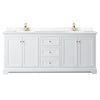 Custom image for White with Brushed Gold Trim / White Cultured Marble / No Mirror