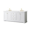 Custom image for White with Brushed Gold Trim / White Cultured Marble / No Mirror