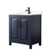 Custom image for Dark Blue with Matte Black Trim / Carrara Cultured Marble / No Mirror