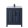 Custom image for Dark Blue with Matte Black Trim / White Carrara Marble / No Mirror
