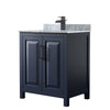 Custom image for Dark Blue with Matte Black Trim / White Carrara Marble / No Mirror