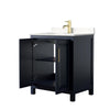 Custom image for Dark Blue with Brushed Gold Trim / Carrara Cultured Marble / No Mirror
