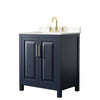 Custom image for Dark Blue with Brushed Gold Trim / Carrara Cultured Marble / No Mirror