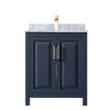 Custom image for Dark Blue with Brushed Gold Trim / White Carrara Marble / No Mirror