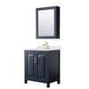 Custom image for Dark Blue with Brushed Gold Trim / Giotto Quartz / Medicine Cabinet