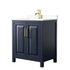 Custom image for Dark Blue with Brushed Gold Trim / White Cultured Marble / No Mirror