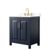 Custom image for Dark Blue with Brushed Gold Trim / White Cultured Marble / No Mirror