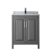 Custom image for Dark Gray with Polished Chrome Trim / White Carrara Marble / No Mirror