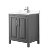 Custom image for Dark Gray with Polished Chrome Trim / White Cultured Marble / No Mirror