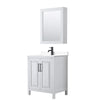 Custom image for White with Matte Black Trim / White Cultured Marble / Medicine Cabinet