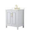 Custom image for White with Brushed Gold Trim / Carrara Cultured Marble / No Mirror