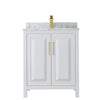 Custom image for White with Brushed Gold Trim / White Carrara Marble / No Mirror
