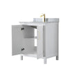 Custom image for White with Brushed Gold Trim / White Carrara Marble / No Mirror