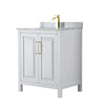 Custom image for White with Brushed Gold Trim / White Carrara Marble / No Mirror