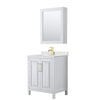 Custom image for White with Brushed Gold Trim / Giotto Quartz / Medicine Cabinet