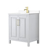 Custom image for White with Brushed Gold Trim / White Cultured Marble / No Mirror