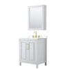Custom image for White with Brushed Gold Trim / White Cultured Marble / Medicine Cabinet