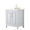 Custom image for White with Brushed Gold Trim / White Cultured Marble / No Mirror