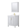 Custom image for White with Brushed Gold Trim / White Quartz / Medicine Cabinet