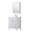 Custom image for White with Polished Chrome Trim / Carrara Cultured Marble / Medicine Cabinet
