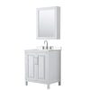 Custom image for White with Polished Chrome Trim / Carrara Cultured Marble / Medicine Cabinet
