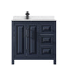 Custom image for Dark Blue with Matte Black Trim / Carrara Cultured Marble / No Mirror