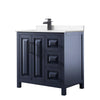 Custom image for Dark Blue with Matte Black Trim / Carrara Cultured Marble / No Mirror