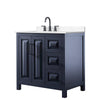 Custom image for Dark Blue with Matte Black Trim / Carrara Cultured Marble / No Mirror