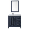 Custom image for Dark Blue with Matte Black Trim / White Carrara Marble / 24
